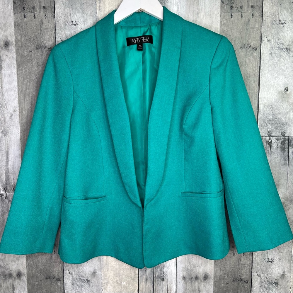KASPER Green Lightweight Open Blazer Fully Lined Size 8